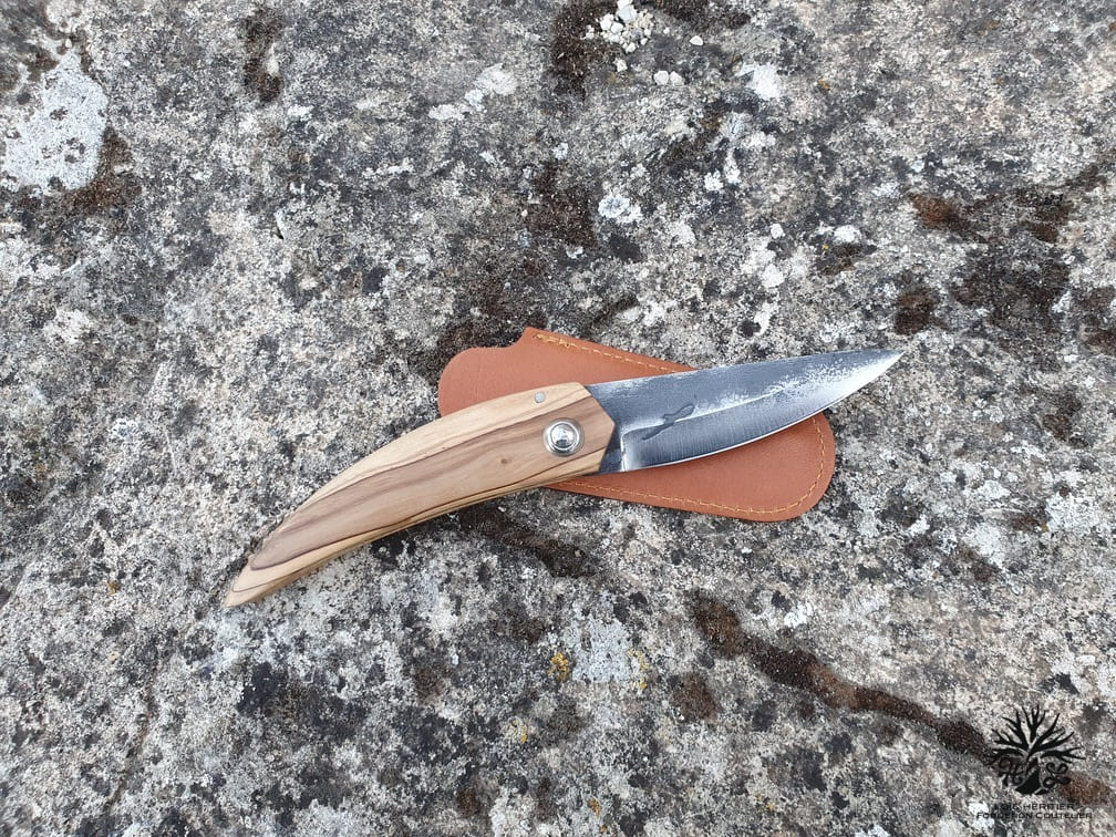 couteau lame damas artisanal- Acier damas carbone forgé Héritier Loic