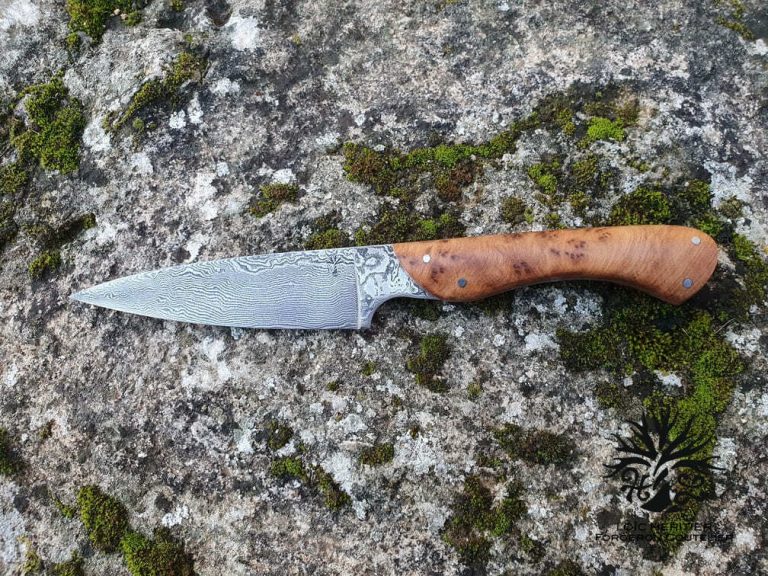 Damas - Couteau Lame Damas fabriqué par l'Artisan Coutelier Héritier Loic