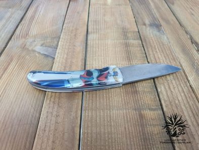 couteau pliant Gedemus liner lock lame damas resine goldorak