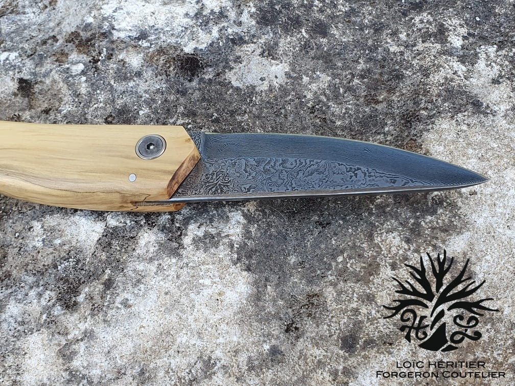 Couteau de Poche Artisanal-Buis- damas artisanal Héritier Loic