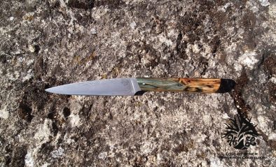 couteau lame damas artisanal- Acier damas carbone forgé Héritier Loic