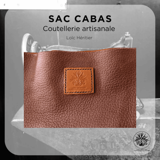 Sac Cabas artisanal en cuir - couture au point sellier - motif grainé ciré – Image 2