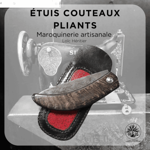 Étui en cuir pour Couteaux Pliants <br> couleur rouge et noir <br> Collection "Elégance" – Image 4