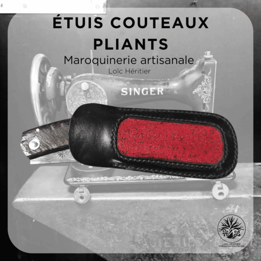 Étui en cuir pour Couteaux Pliants <br> couleur rouge et noir <br> Collection "Elégance" – Image 5