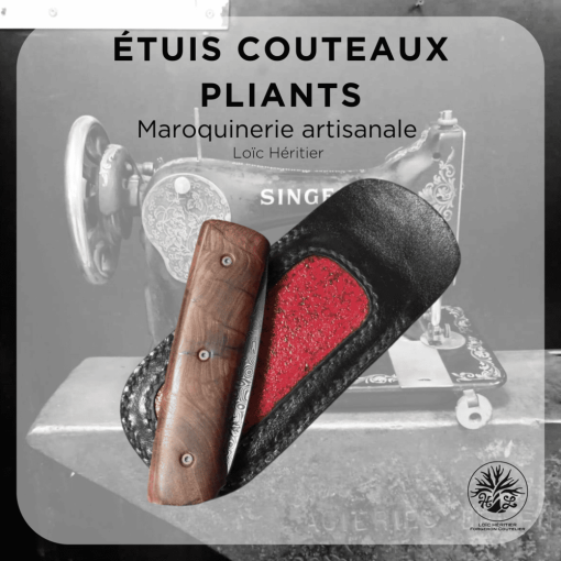 Étui en cuir pour Couteaux Pliants <br> couleur rouge et noir <br> Collection "Elégance" – Image 6