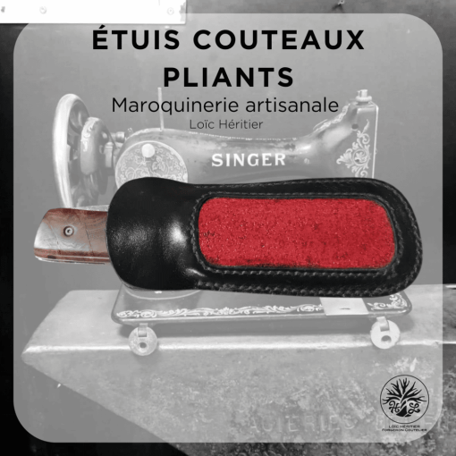 Étui en cuir pour Couteaux Pliants <br> couleur rouge et noir <br> Collection "Elégance" – Image 7